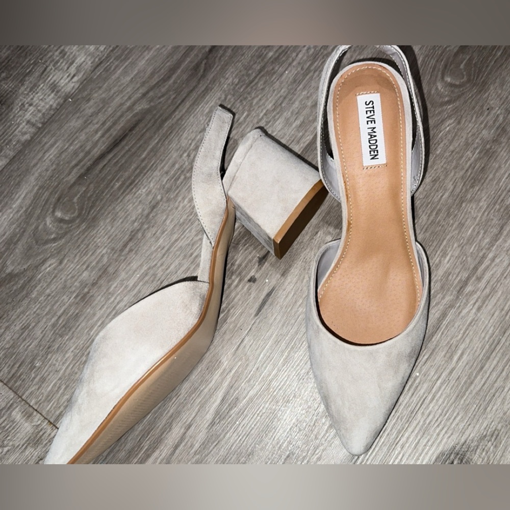 Steve Madden Women's Grey Suede Block Heel Shoes
